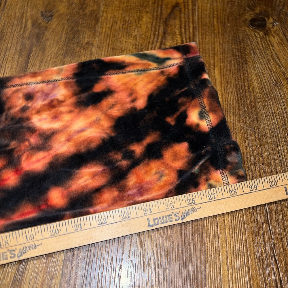 Old Navy Black Velvet with Orange Tie-Dye Flared Drawstring Lounge Pants Size L - Picture 14 of 15